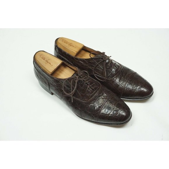 Salvatore Ferragamo Cap Toe Crocodile/Gator Mens Dress Shoes Sz 10D